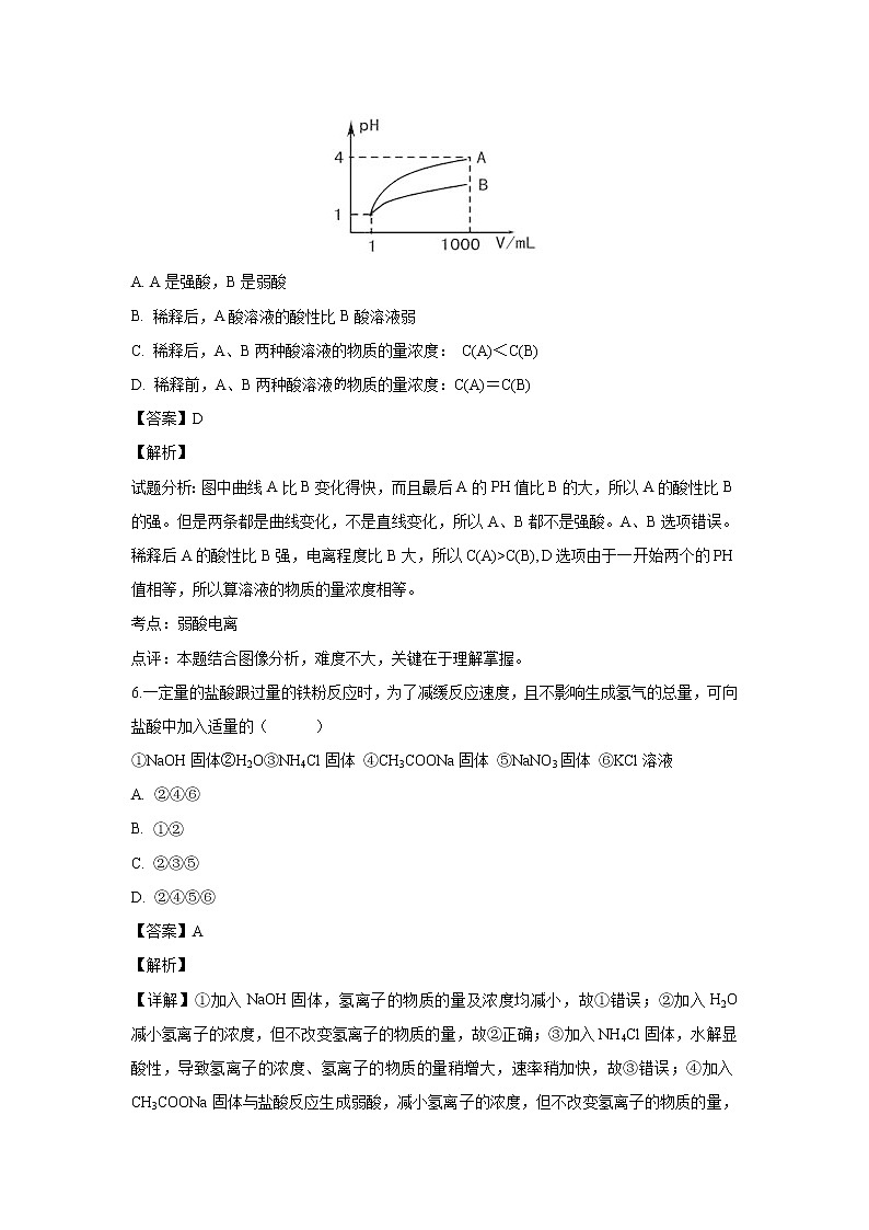 【化学】福建省厦门市湖滨中学2018-2019学年高二下学期3月月考(解析版) 试卷03