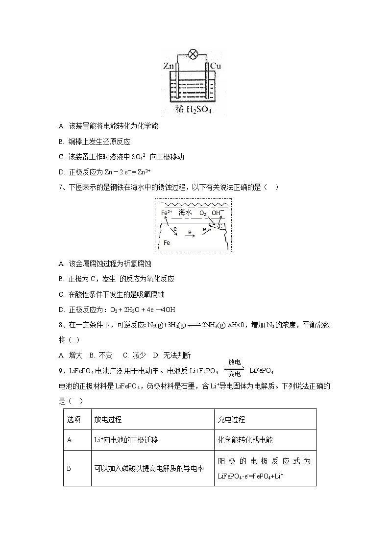 【化学】内蒙古乌拉特前旗一中2018-2019学年高二上学期第一次月考 试卷02