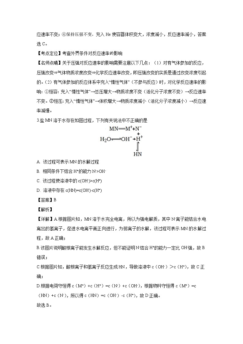 【化学】湖北省宜昌市部分示范高中教学协作体2018-2019学年高二下学期期中联考(解析版) 试卷02