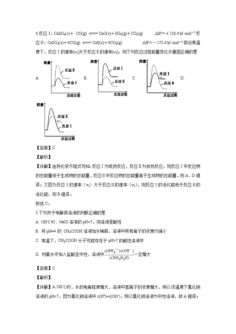 【化学】湖北省宜昌市部分示范高中教学协作体2018-2019学年高二下学期期中联考(解析版) 试卷03
