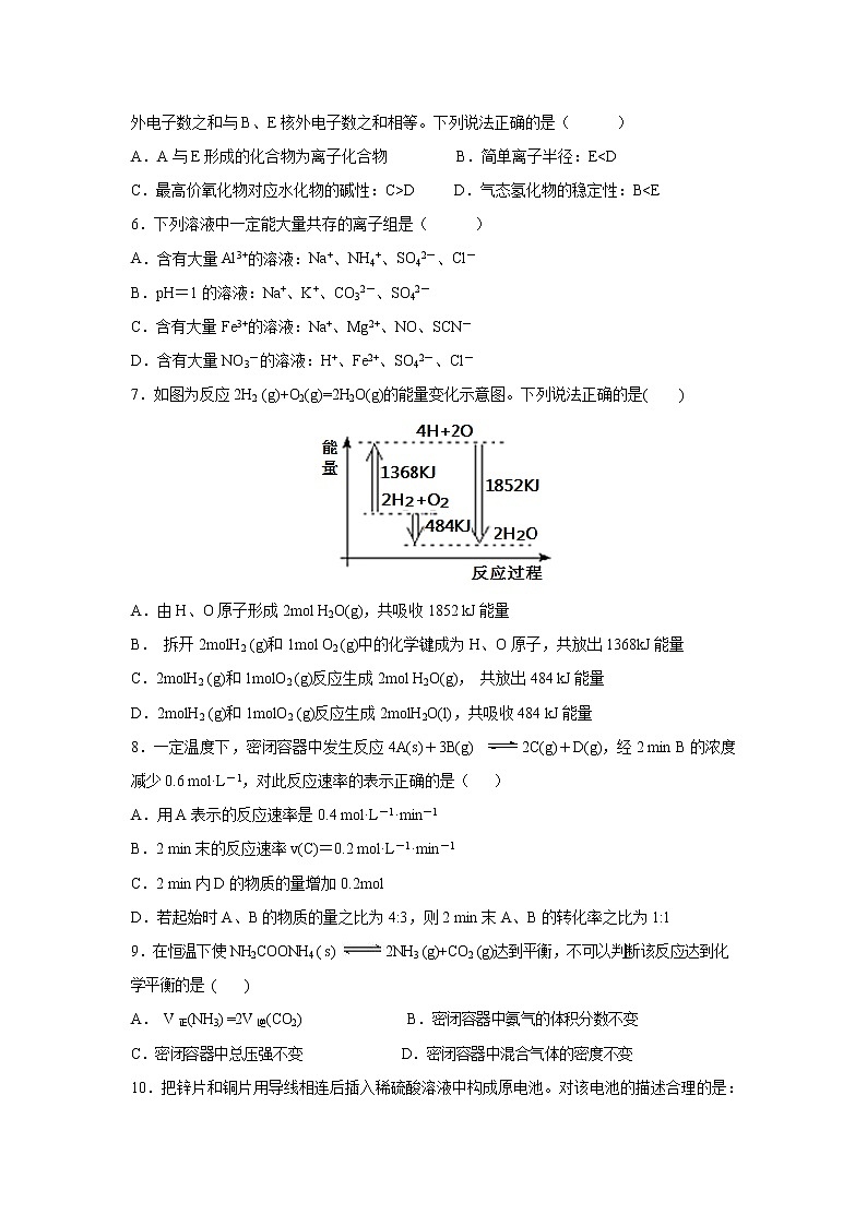 【化学】广西南宁市“4 N”高中联合体2018-2019学年高二下学期期末考试02