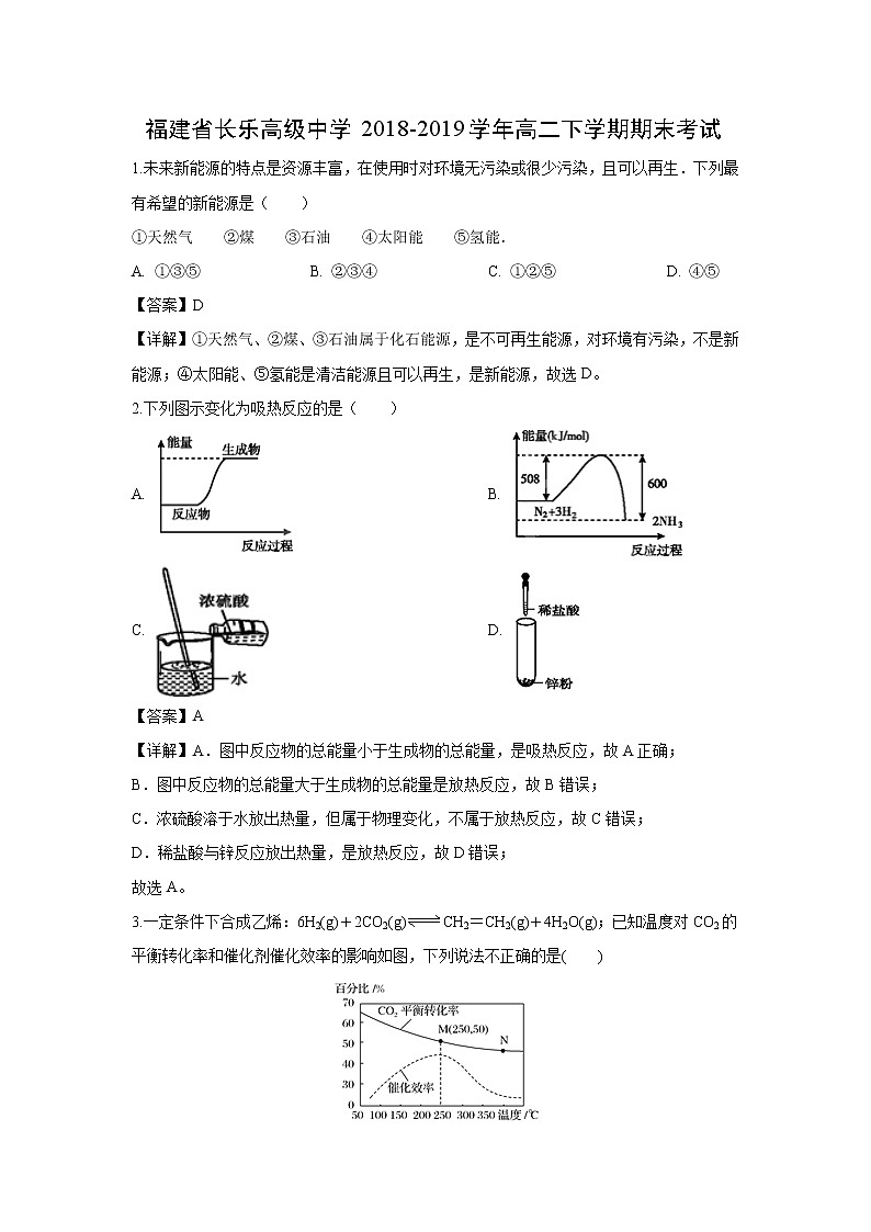 【化学】福建省长乐高级中学2018-2019学年高二下学期期末考试(解析版)01