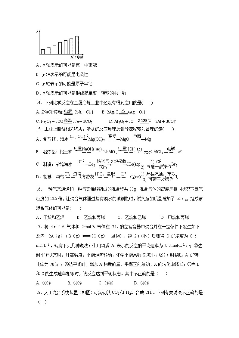 【化学】四川省南充市白塔中学2019-2020学年高二上学期期中考试试题03