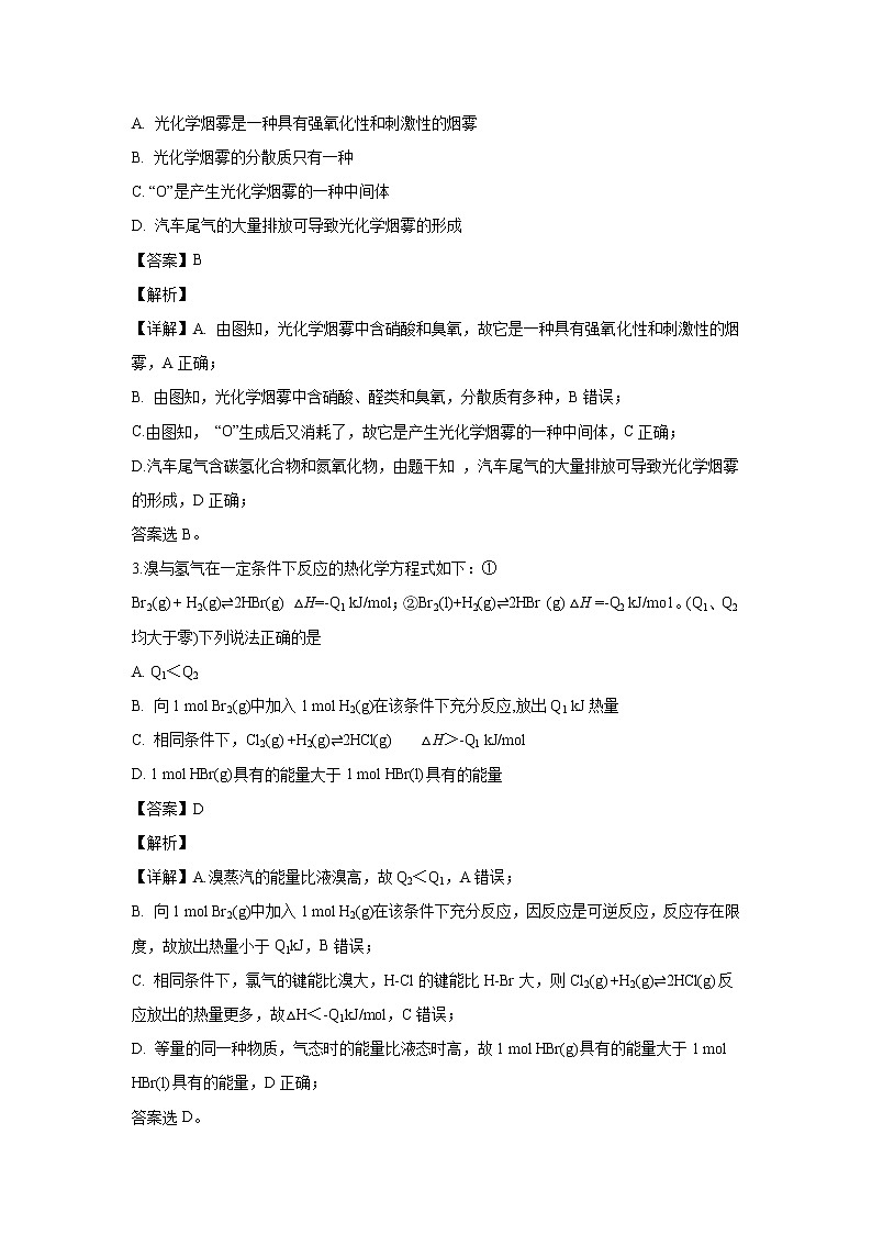 【化学】甘肃省白银市靖远县2019-2020学年高二下学期期末考试02