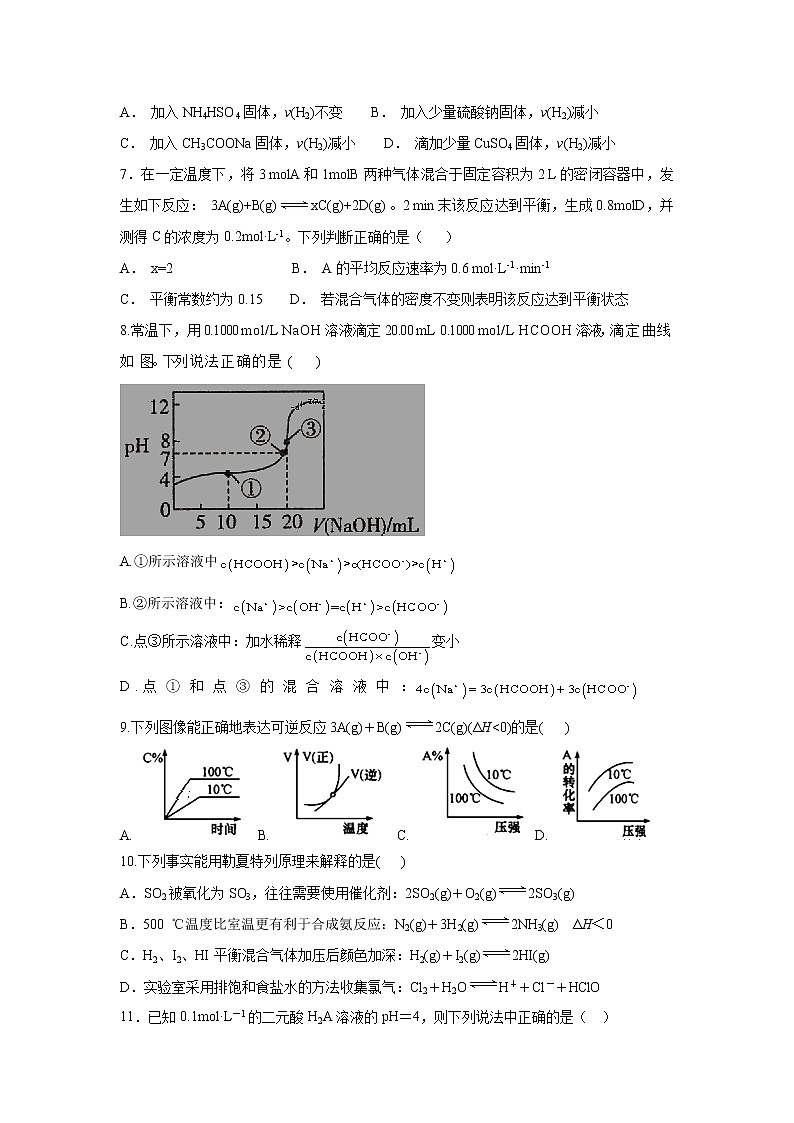 【化学】山西省怀仁市重点中学2019-2020学年高二上学期期末考试试卷第2页