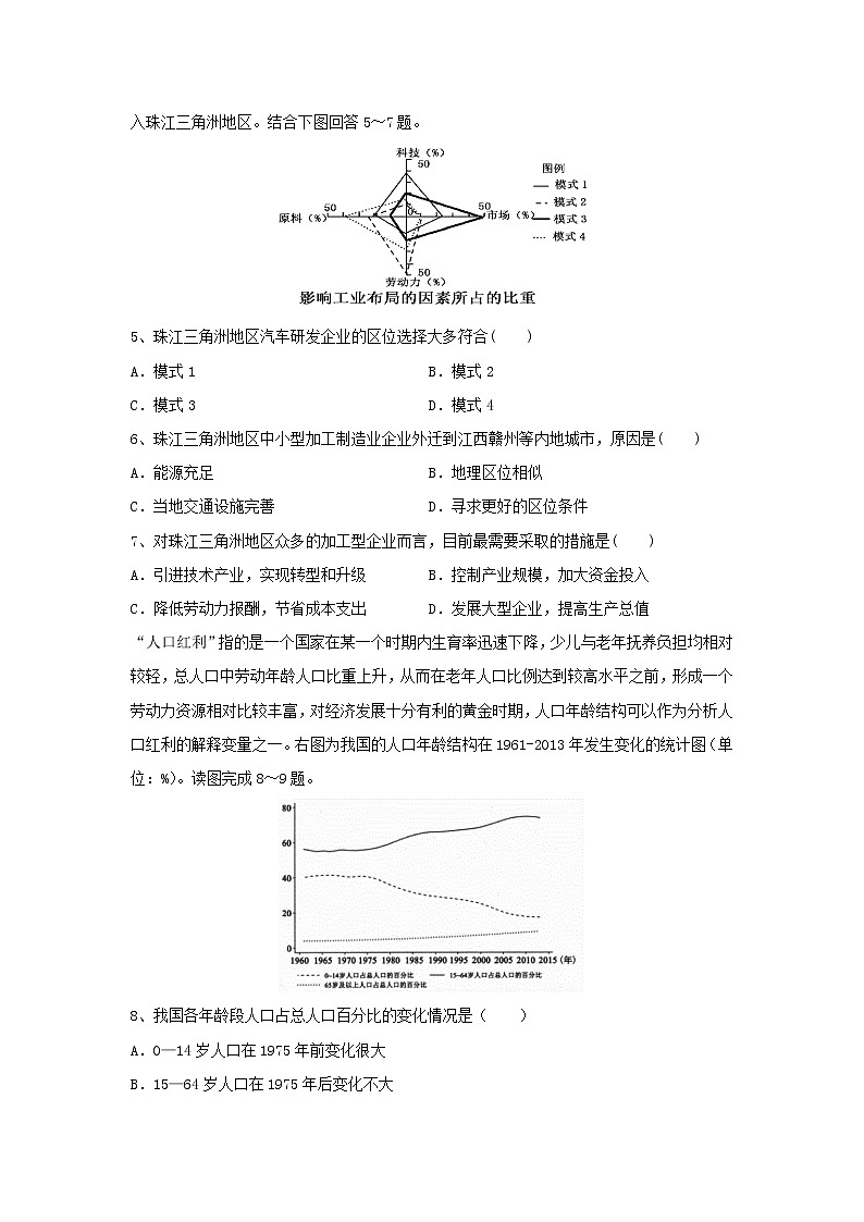 【地理】安徽省滁州市新锐学校2019-2020学年高二上学期期末考试试卷02