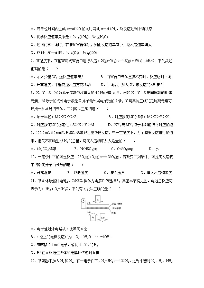 【化学】江西省赣州市赣县第三中学2019-2020学年高二上学期入学考试02