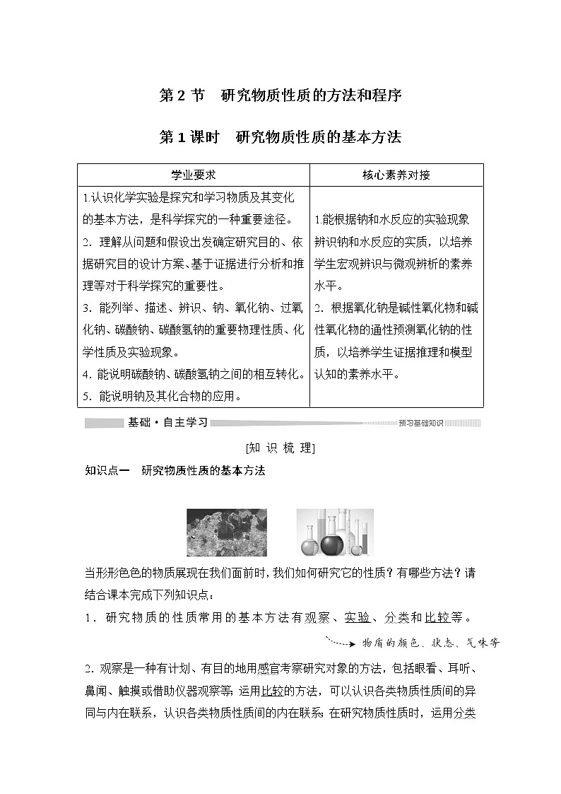 2019-2020版化学新教材导学鲁科必修第一册讲义:第1章第2节第1课时研究物质性质的基本方法01