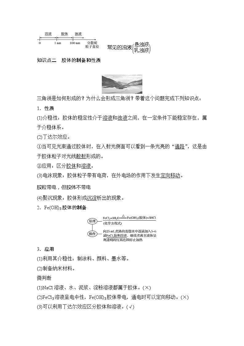 2019-2020版化学新教材导学鲁科必修第一册讲义:第2章第1节第2课时一种重要的混合物——胶体02