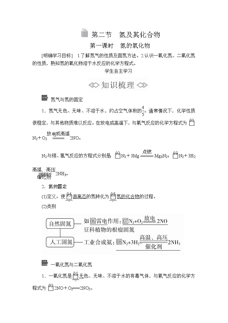2020化学新教材同步导学提分教程人教第二册讲义:第五章第二节第一课时 氮的氧化物第1页