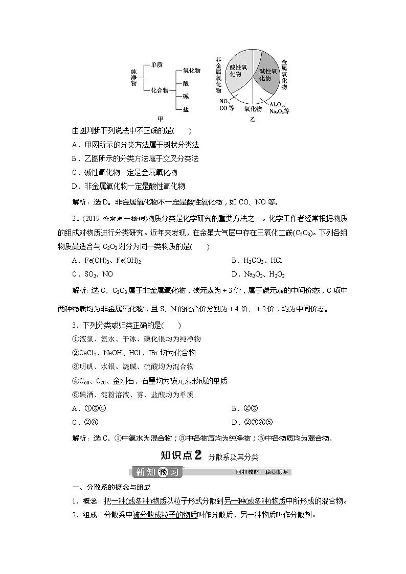(新教材)2019-2020学年人教版化学必修第一册讲义:1.1第1课时 物质的分类03