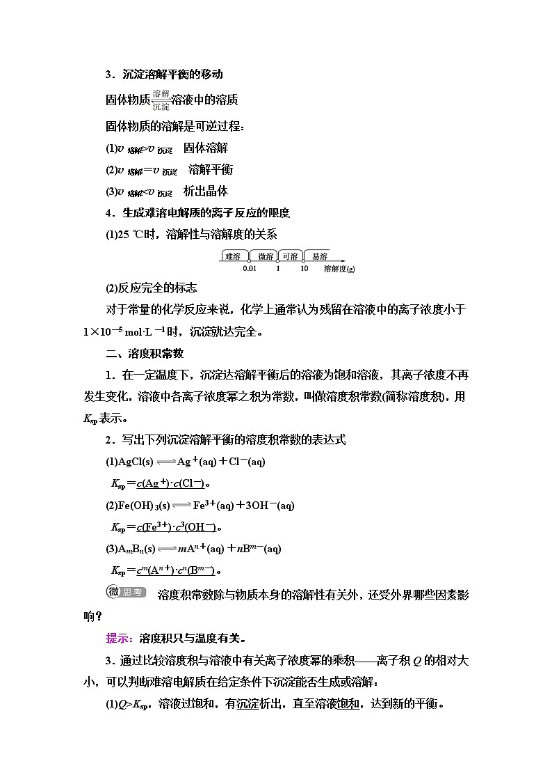 2020版  高中化学  选修  第1册  第3章 第4节 第1课时 难溶电解质的沉淀溶解  教案第2页