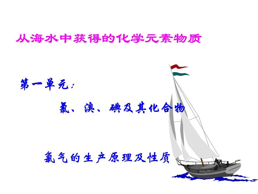 高中人教版化學(xué)選修2課件：第二單元課題2 從海水中獲得的化學(xué)元素物質(zhì)（共34張ppt）第1頁(yè)