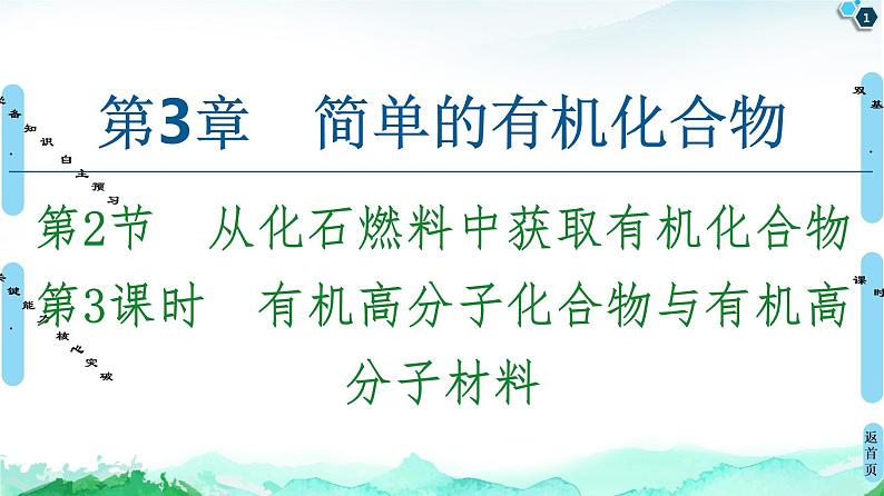 2020-2021学年新鲁科版必修2第3章 第2节 第3课时 有机高分子化合物与有机高分子材料课件(58张)第1页