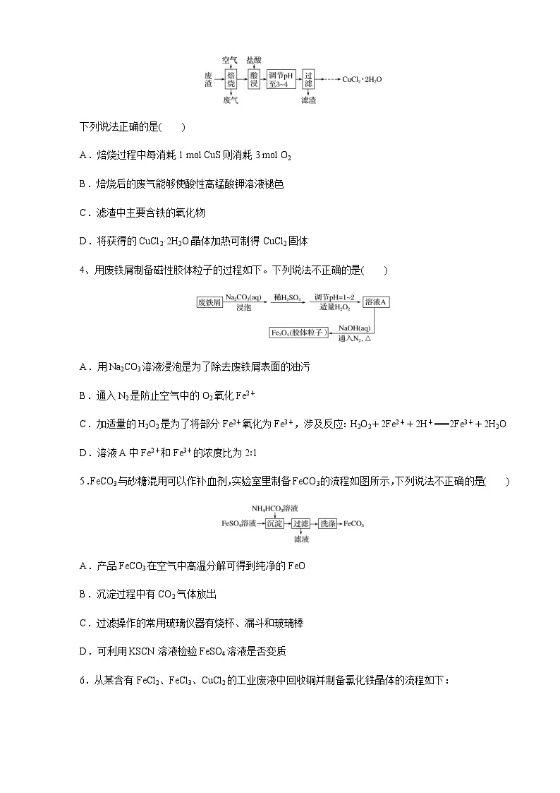 2021届高三化学一轮复习重点专题16——工业流程中含铁化合物的制备（练习）学生版02