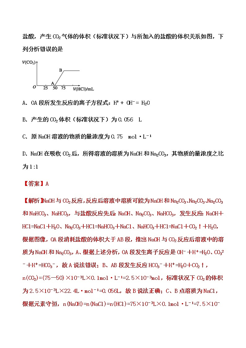 2021届高考化学一轮复习过关训练:钠及其重要化合物(解析版)03