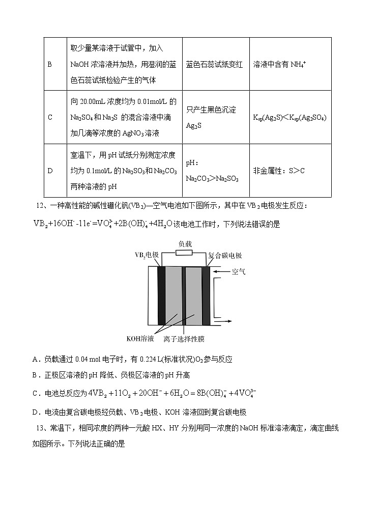 四川省成都市新津中学2021届高三12月月考 理综化学 (含答案) 试卷02