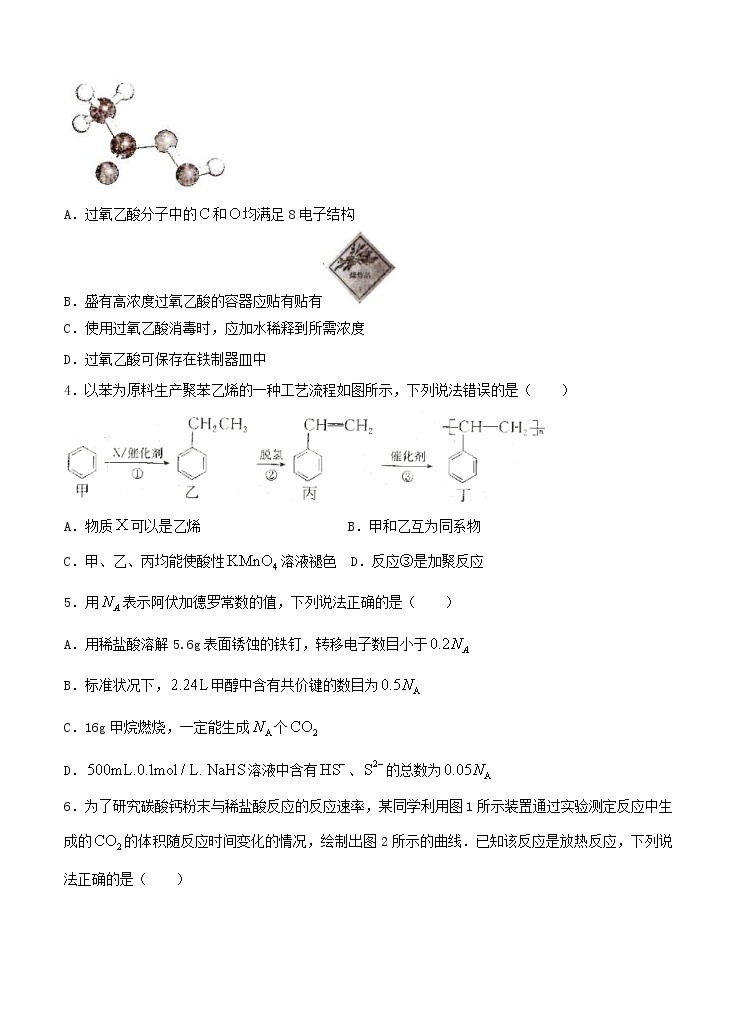 2021年河北省邯郸市高三化学上学期期末质量检测卷 (含答案)02