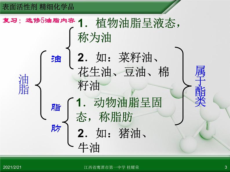 江西省鹰潭市第一中学人教版高中化学选修2 化学与技术 第四章 第二节 表面活性剂 精细化学品(第1课时)课件(共 23张PPT)03