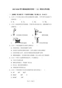 2017-2018学年湖南省郴州市高一（上）期末化学试卷