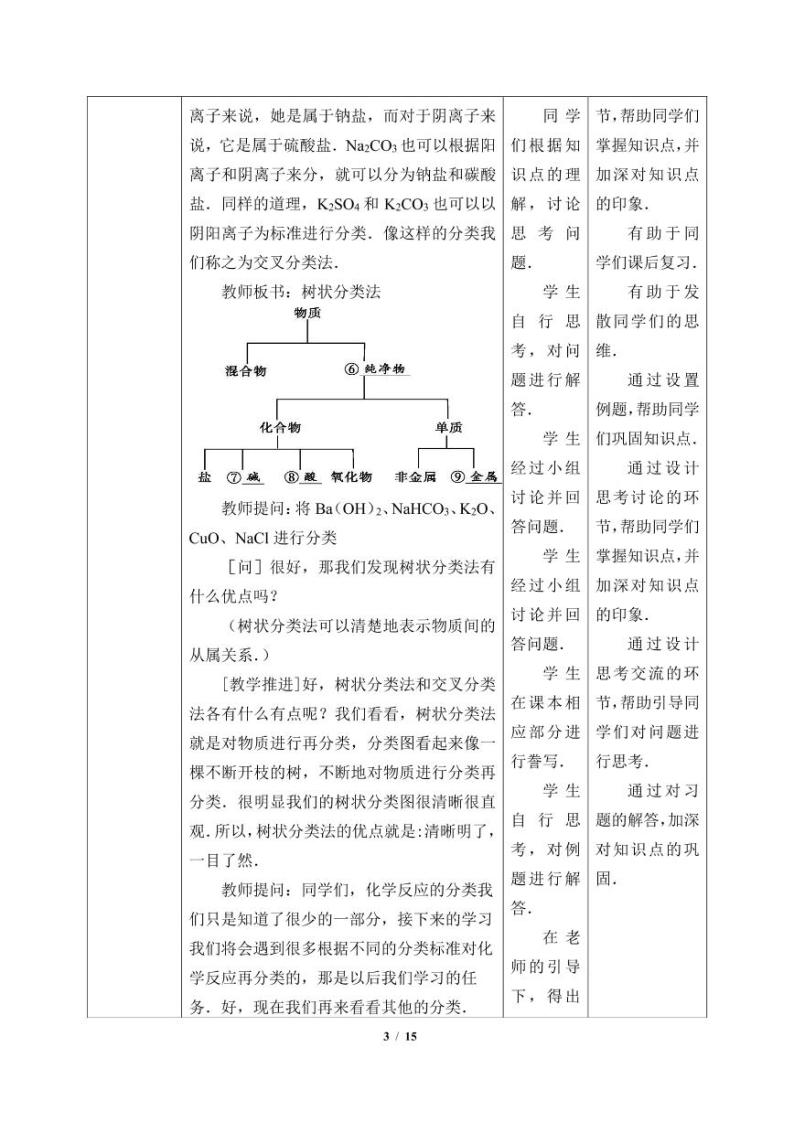 高中化学人教版（2019）必修第一册(教案)物质的分类03