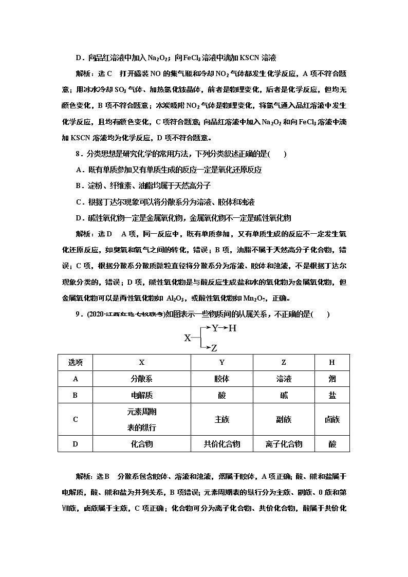 高考化学专题复习 跟踪检测(四) 物质的组成、性质和分类(含解析)试卷03