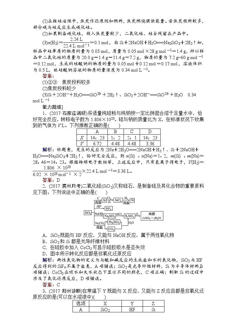 2018高考化学(人教)一轮复习全程构想(检测)-第四章 非金属及其化合物 课时作业12 Word版含解析03