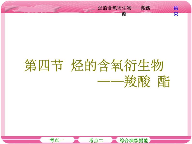 （人教版）高三化学高考总复习课件：第9章（B） 第四节 烃的含氧衍生物——羧酸 酯01