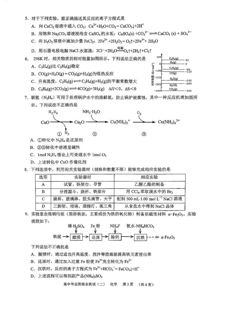 2021届广东省广州市天河区高三二模化学试卷（新高考，带答案）02