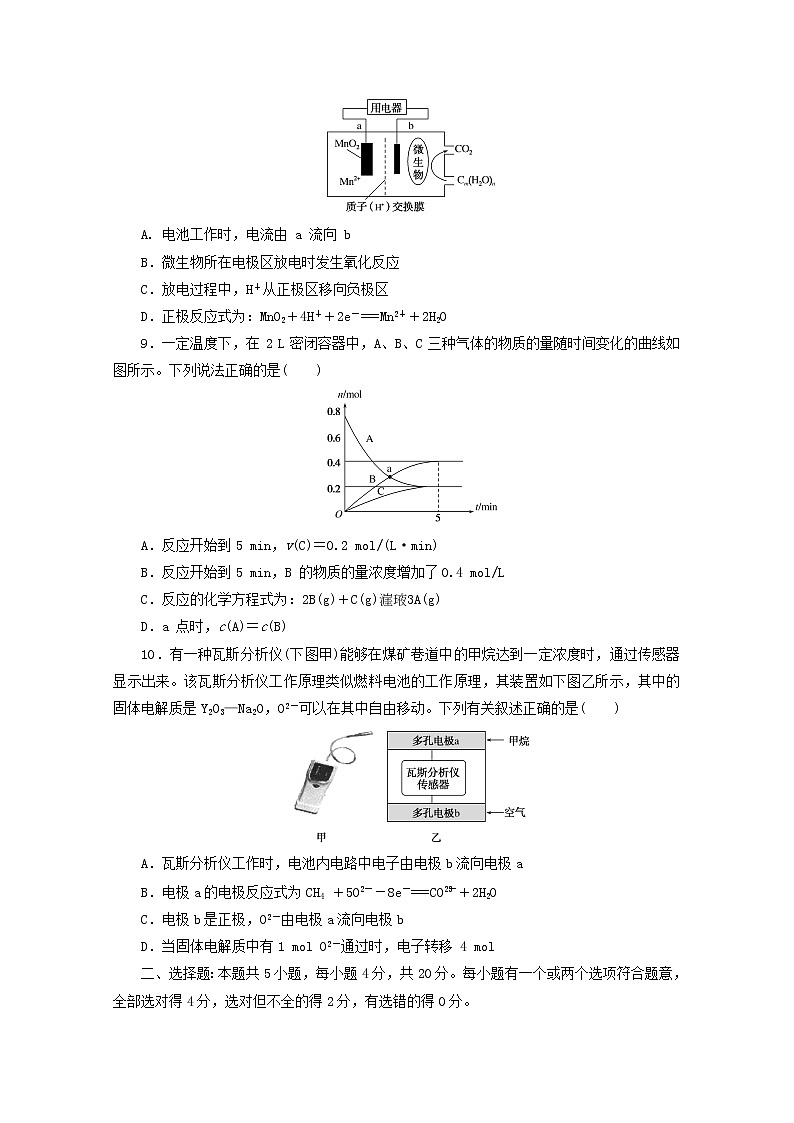 2020_2021學(xué)年新教材高中化學(xué)第六章化學(xué)反應(yīng)與能量章末質(zhì)量檢測卷含解析新人教版必修220210220195第3頁