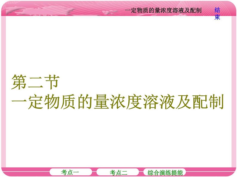 (人教版)高三化学高考总复习课件:第1章 第二节 一定物质的量浓度溶液及配制01