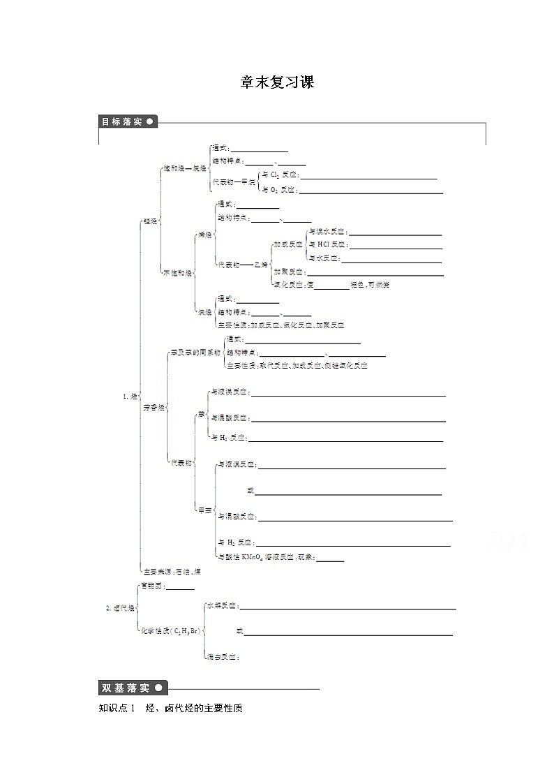 高中化学(人教版,选修5) 第二章烃和卤代烃 章末复习课 试卷01
