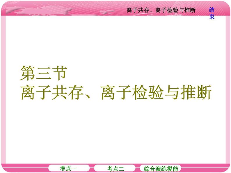 (人教版)2018届高三化学高考总复习课件:第2章 第三节 离子共存、离子检验与推断01