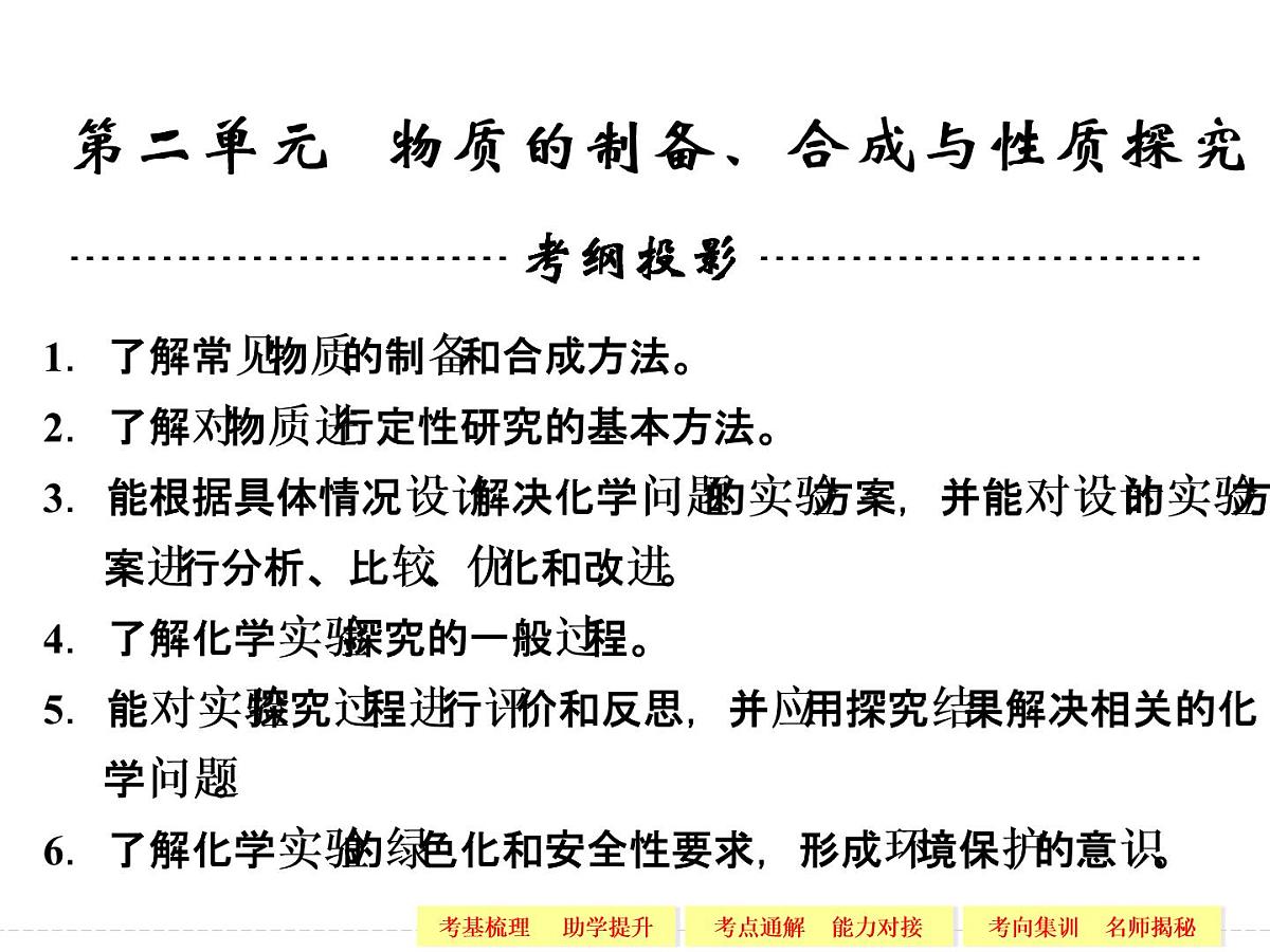 高考化学一轮复习专题十一_第二单元_物质的制备、合成与性质探究第1页
