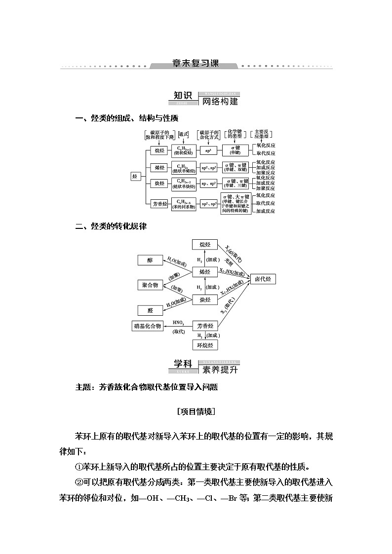 人教版(2019)高中化学选择性必修3 第2章 章末复习课 学案01