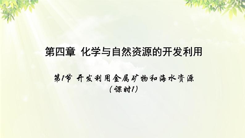 人教版高中化学必修二 第四章 化学与自然资源的开发利用 第一节 《开发利用金属矿物和海水资源》课时1 课件01