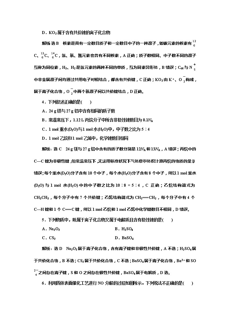 课时跟踪检测(二十) 原子结构 化学键(基础课)02
