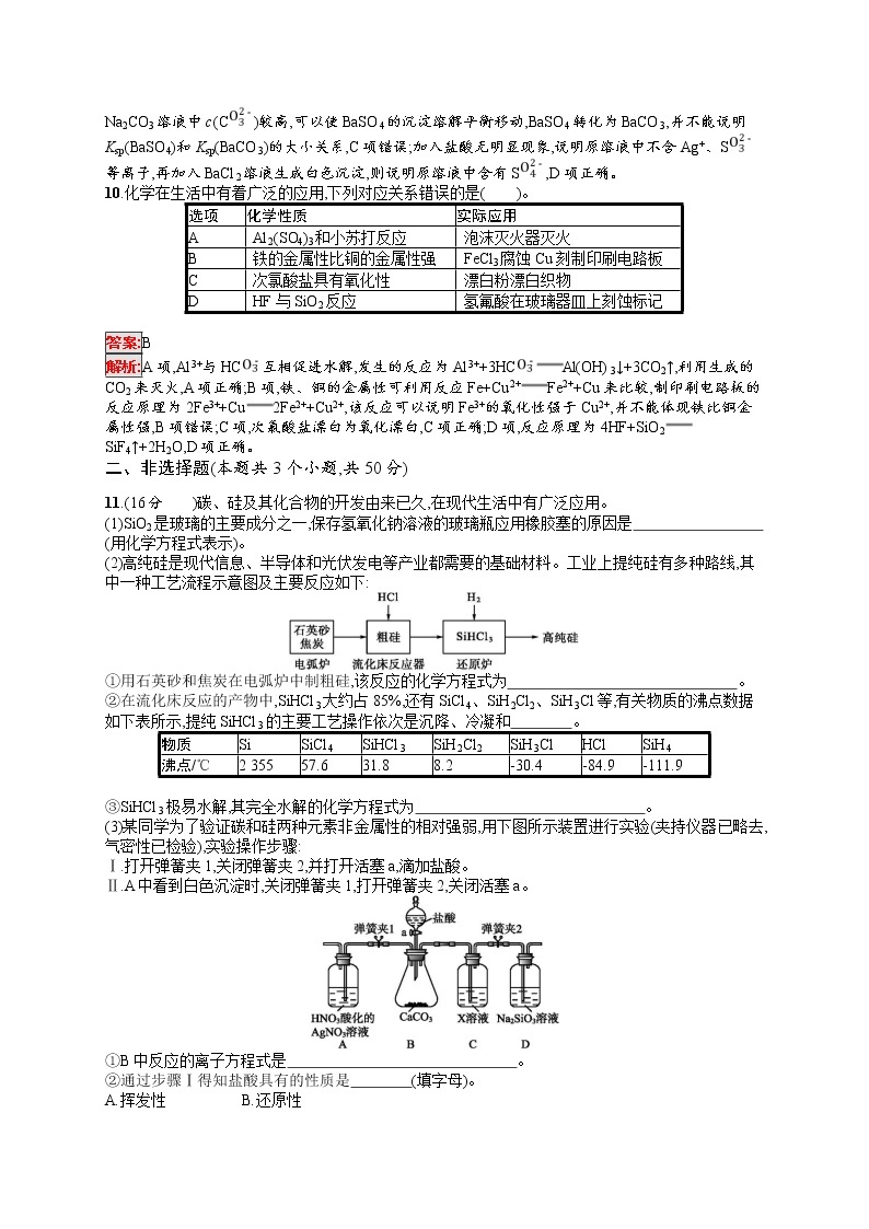 2022届高考大一轮复习化学单元质检卷4非金属及其化合物03