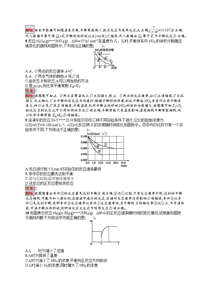 2022届高考大一轮复习化学单元质检卷7化学反应速率和化学平衡第3页