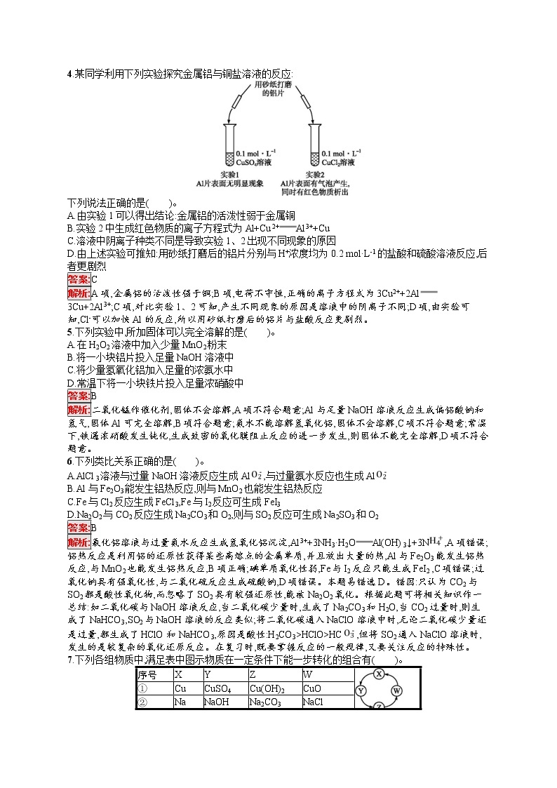 2022届高考大一轮复习化学单元质检卷3金属及其化合物02