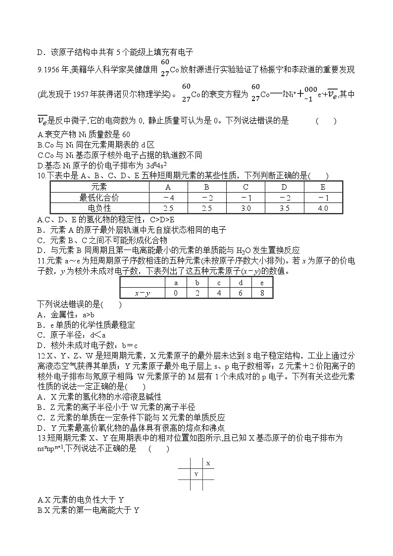 2022届高考化学一轮复习同步练习:原子结构与性质第3页