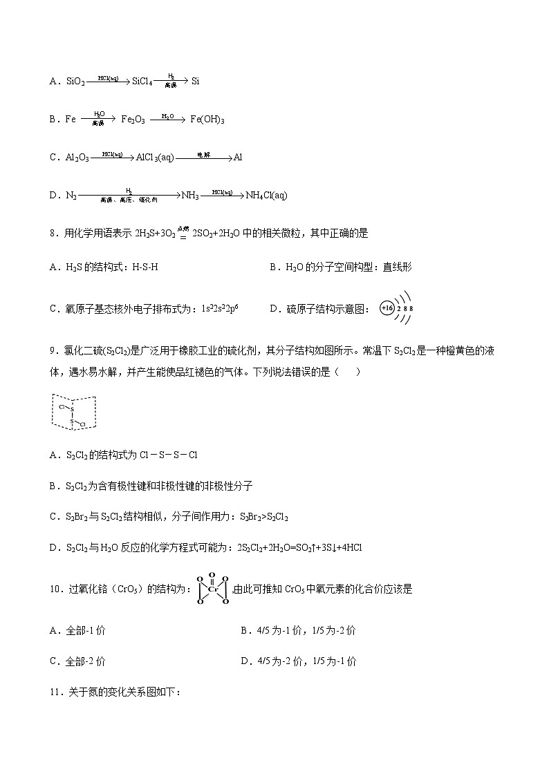苏科版(2019)高中化学必修第二册 专题7氮与社会可持续发展 第一单元氮的固定课时练习(含答案)03