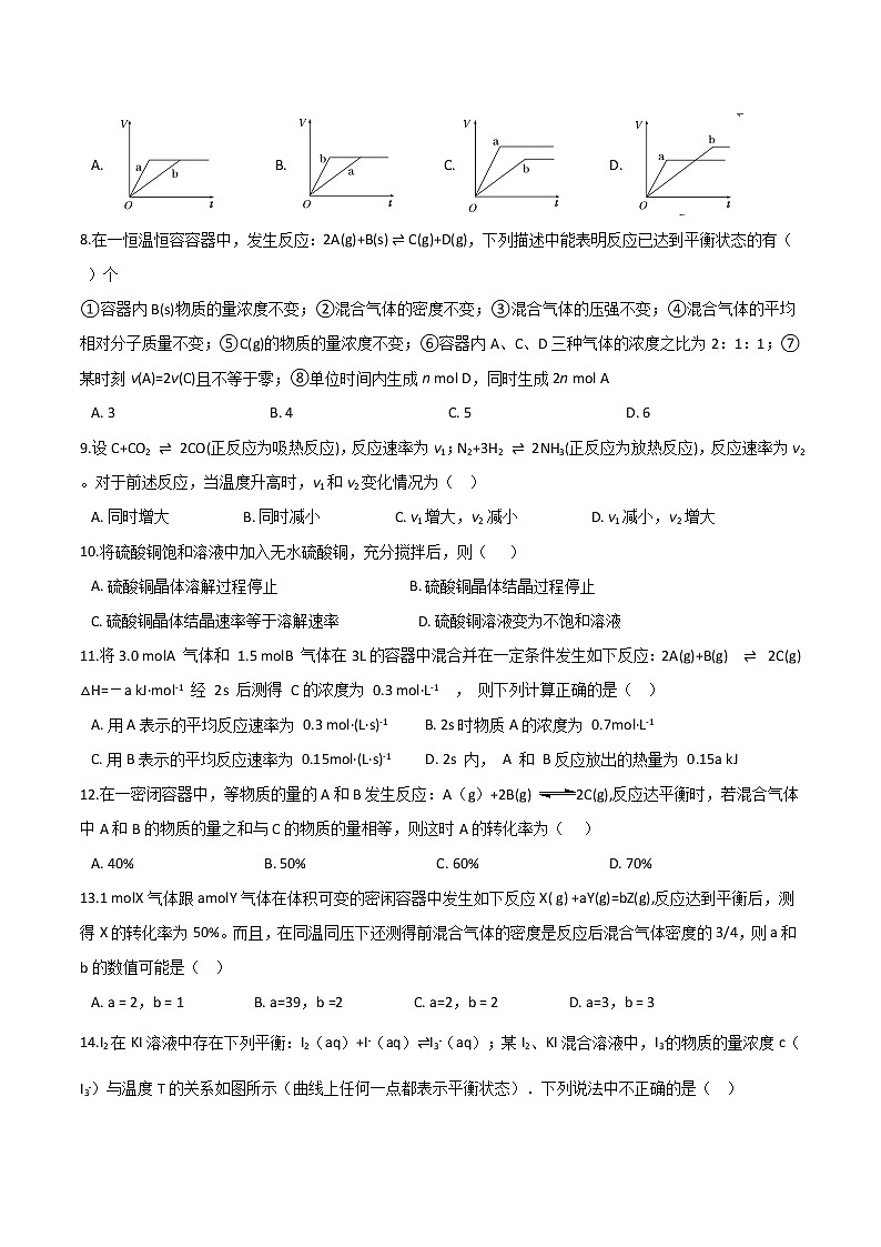 苏科版(2019)高中化学必修第二册专题6化学反应与能量变化第一单元化学反应速率与反应限度巩固练习02