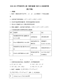 2021屆高考化學三輪復(fù)習回歸基礎(chǔ)練習11 水溶液中的離子平衡