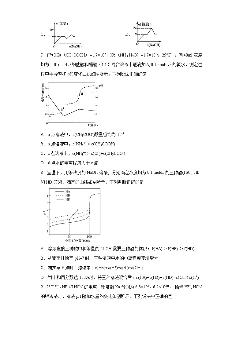 2021届高考化学三轮复习回归基础练习11 水溶液中的离子平衡第3页
