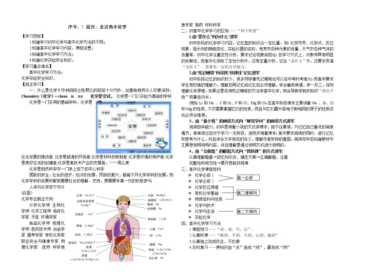 人教版（新课标）高中化学 1.1化学实验基本方法 学案01