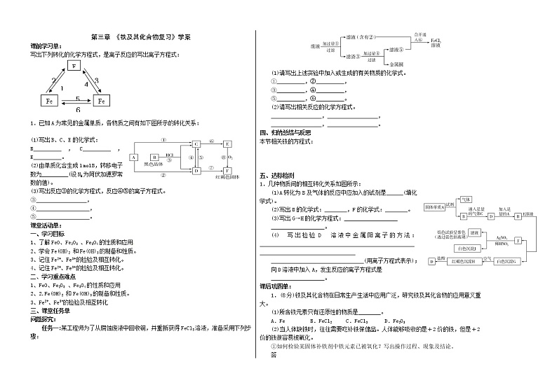 人教版 (2019) 必修 第一册3.1铁及其化合物复习化学第1页