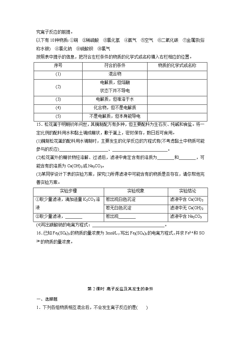 高中化学必修一:2-2 离子反应 课外拓展训练 word版含答案03