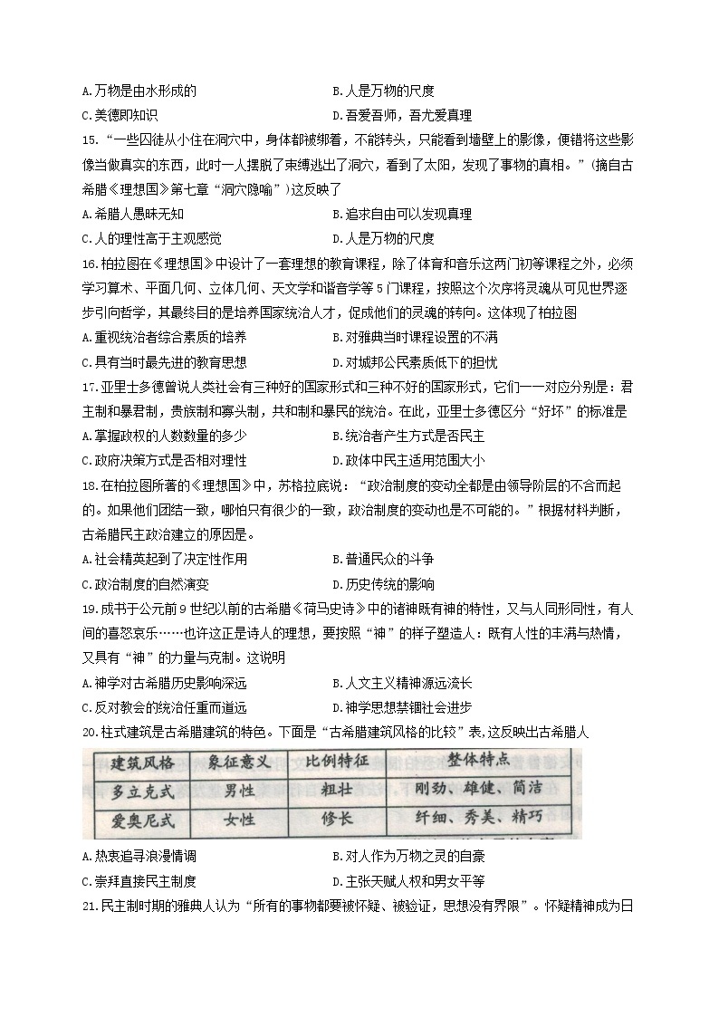 安徽适东县高级中学2021届新高三历史暑假特训卷603