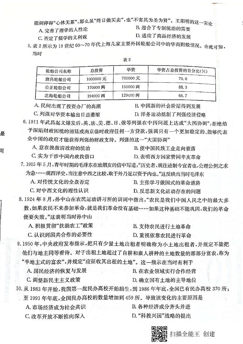 2021届河北省沧州市高考三模历史试题第2页